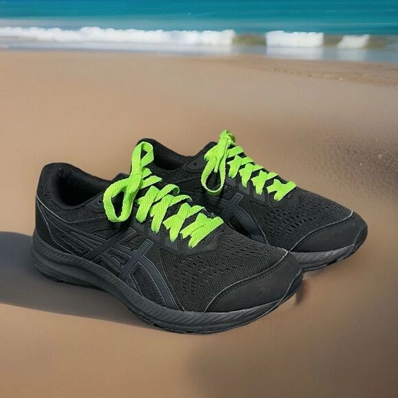 Asics Gel-Contend 8 1012B320-001 Triple Black/Volt Women's Running Shoes Sz 8.5B - Picture 1 of 16